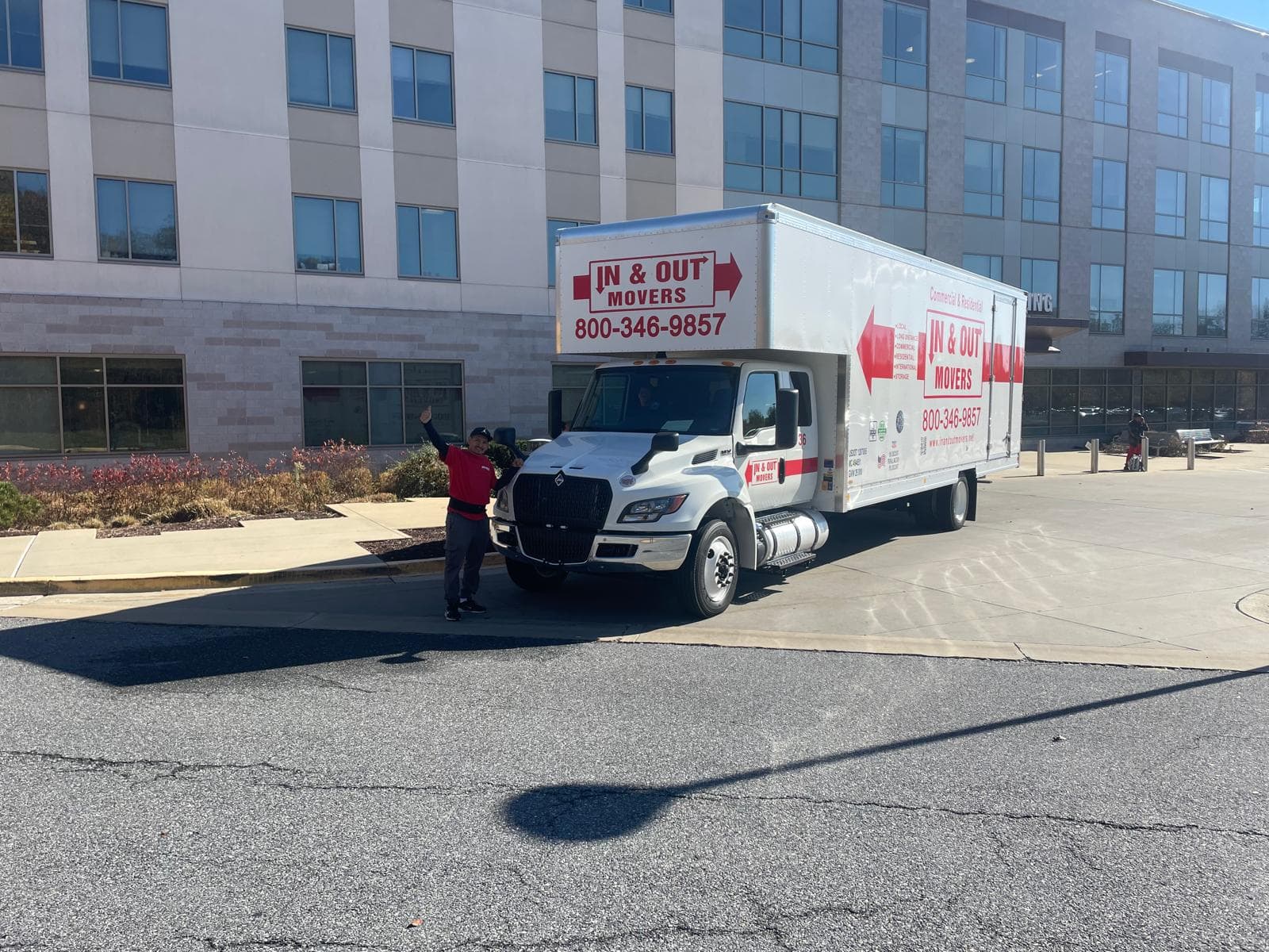 In and Out Movers crew on a commercial job