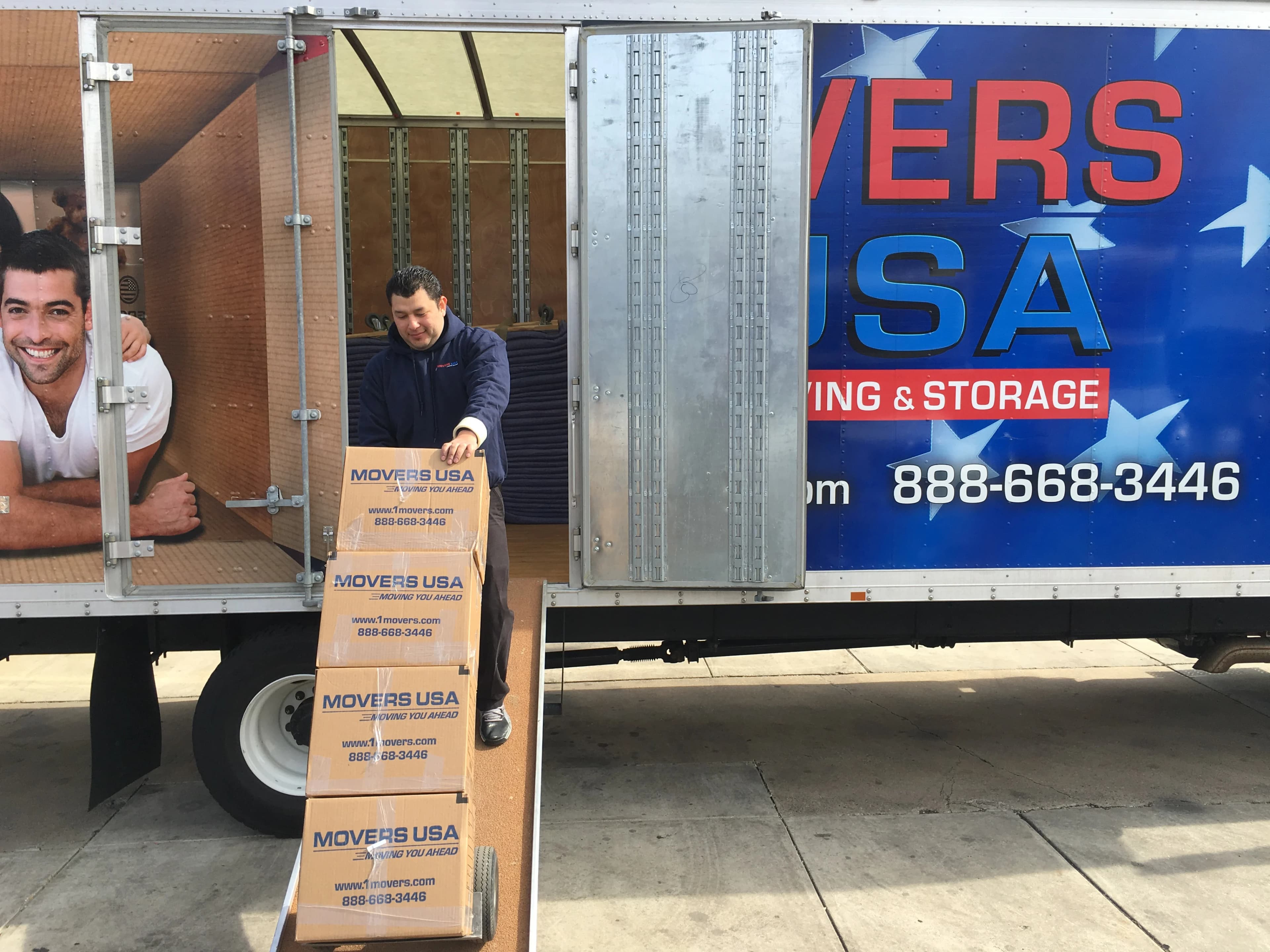 Crew loading boxes