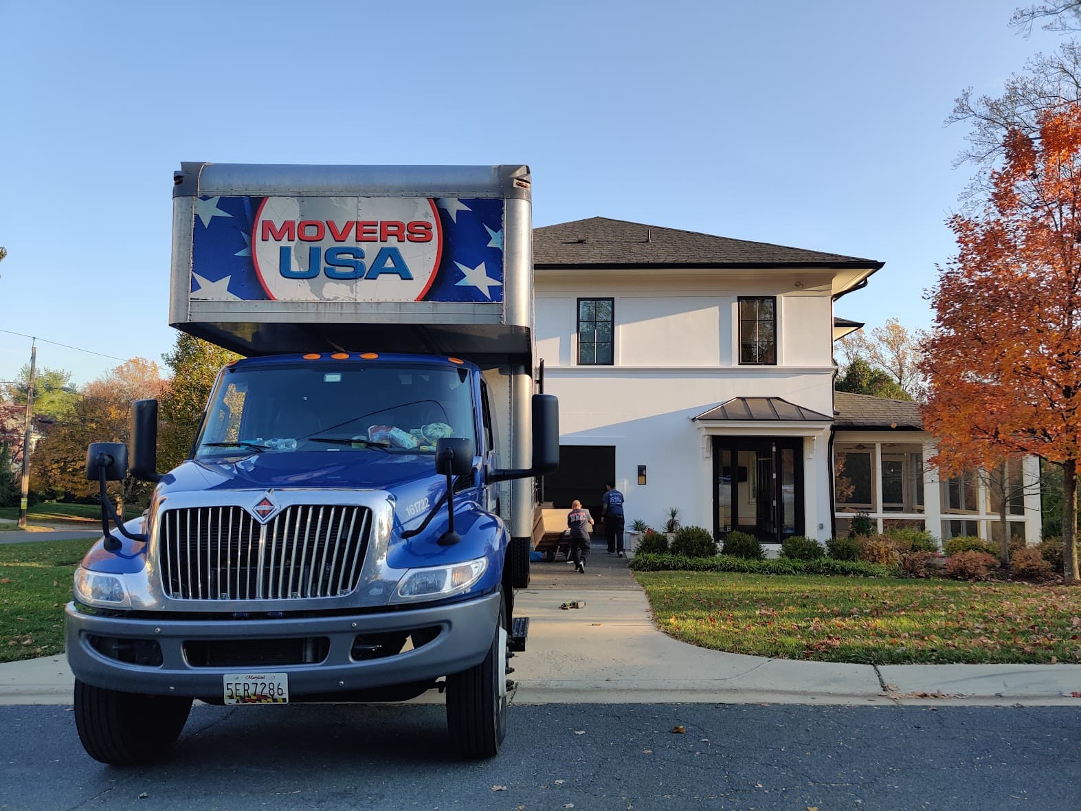 Movers USA truck at residential move