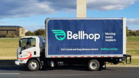 Bellhop moving truck in Boston