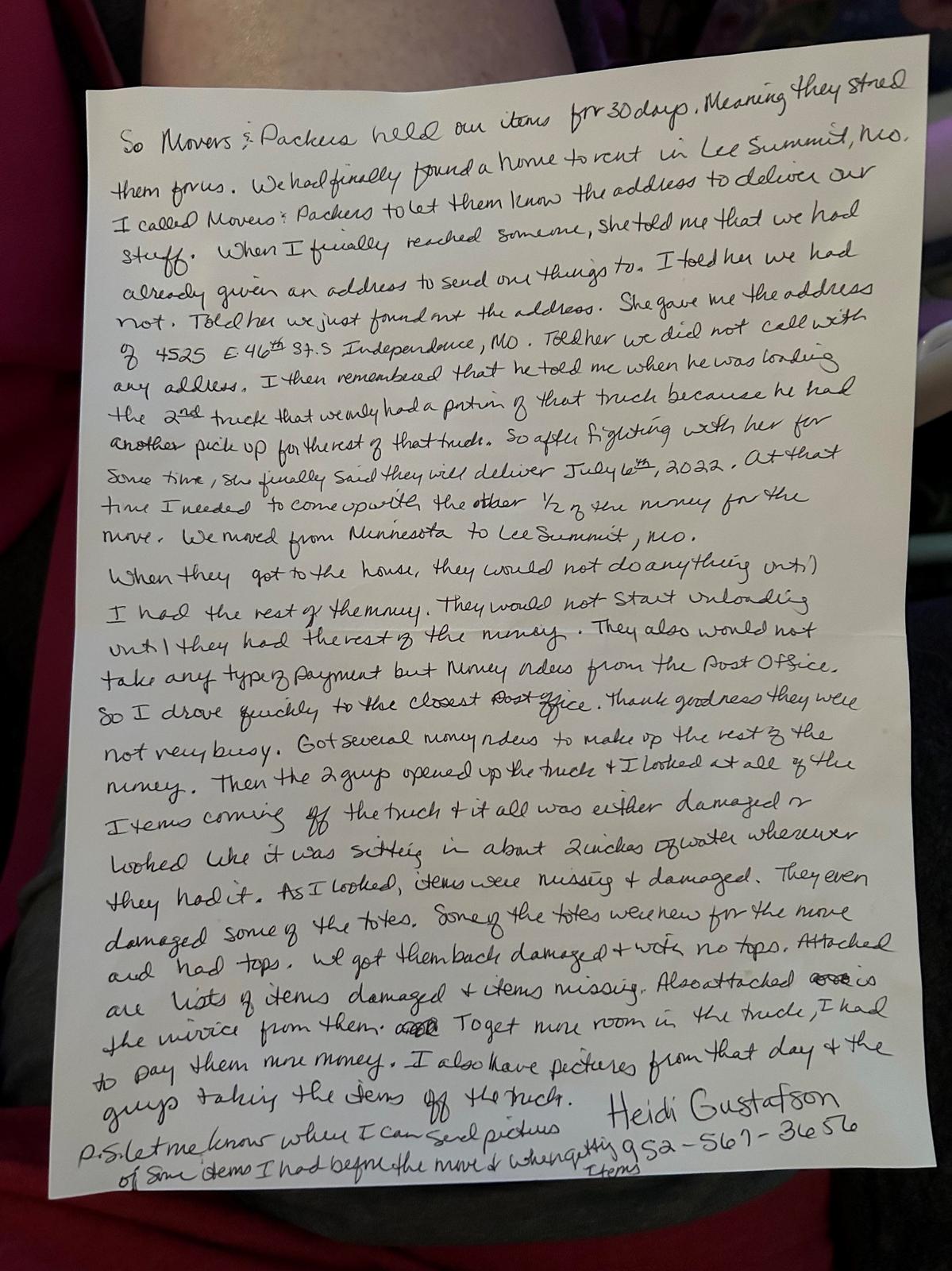 Evidence from Operation Protect Our Moves