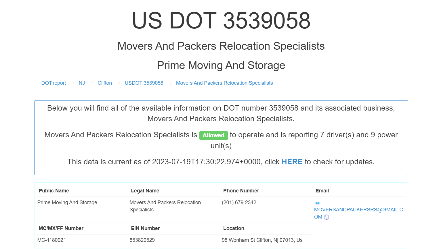 Evidence from Operation Protect Our Moves